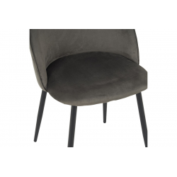 Καρέκλα Perch pakoworld βελούδο σε ανθρακί απόχρωση με μαύρα μεταλλικά πόδια 50x43x82εκ