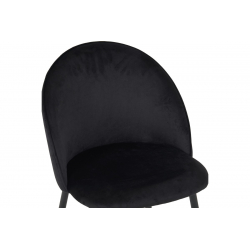 Καρέκλα Perch pakoworld βελούδο σε μαύρη απόχρωση με μαύρα μεταλλικά πόδια 50x43x82εκ