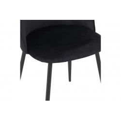 Καρέκλα Perch pakoworld βελούδο σε μαύρη απόχρωση με μαύρα μεταλλικά πόδια 50x43x82εκ