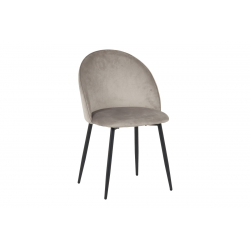 Καρέκλα Perch pakoworld βελούδο σε γκρι απόχρωση με μαύρα μεταλλικά πόδια 50x43x82εκ