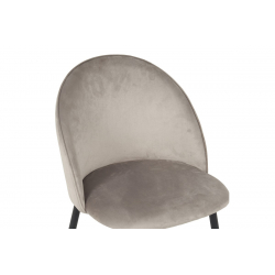 Καρέκλα Perch pakoworld βελούδο σε γκρι απόχρωση με μαύρα μεταλλικά πόδια 50x43x82εκ