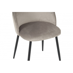 Καρέκλα Perch pakoworld βελούδο σε γκρι απόχρωση με μαύρα μεταλλικά πόδια 50x43x82εκ