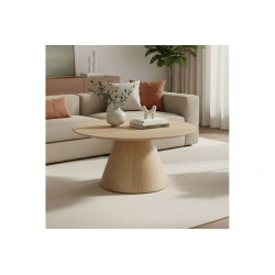 Τραπέζι σαλονιού Donda pakoworld mdf-μέταλλο σε sonoma απόχρωση Φ80x40εκ