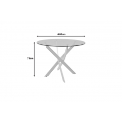 Τραπέζι Antoro pakoworld γυαλί και μεταλλικά πόδια σε λευκή απόχρωση Φ80x75εκ