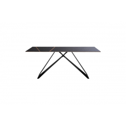 Τραπέζι Meja pakoworld sintered stone μαύρο μαρμάρου -μεταλλικά πόδια 180x90x76εκ