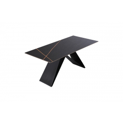 Τραπέζι Meja pakoworld sintered stone μαύρο μαρμάρου -μεταλλικά πόδια 180x90x76εκ