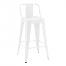 Σκαμπό μπαρ μεσαίου ύψους με πλάτη Utopia pakoworld μέταλλο σε λευκή ματ απόχρωση 42x42x86εκ