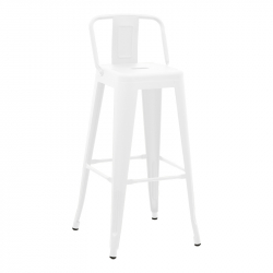 Σκαμπό μπαρ με πλάτη Utopia pakoworld μέταλλο σε λευκή ματ απόχρωση 42x42x97εκ