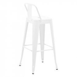 Σκαμπό μπαρ με πλάτη Utopia pakoworld μέταλλο σε λευκή ματ απόχρωση 42x42x97εκ