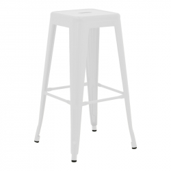 Σκαμπό μπαρ Utopia pakoworld μέταλλο σε λευκή ματ απόχρωση 42x42x76εκ