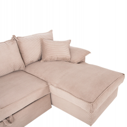 ΓΩΝΙΑΚΟΣ ΚΑΝΑΠΕΣ-ΚΡΕΒΑΤΙ ΜΕ ΑΠΟΘ.ΧΩΡΟ ALDO HM3276.01R ΜΠΕΖ ΥΦΑΣΜΑ 256x91-159x87Υεκ.