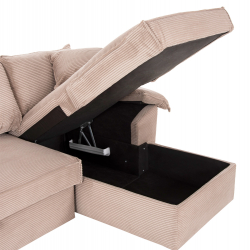 ΓΩΝΙΑΚΟΣ ΚΑΝΑΠΕΣ-ΚΡΕΒΑΤΙ ΜΕ ΑΠΟΘ.ΧΩΡΟ ALDO HM3276.01R ΜΠΕΖ ΥΦΑΣΜΑ 256x91-159x87Υεκ.