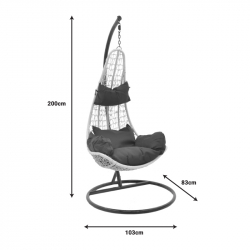 Κούνια Soleil pakoworld κρεμαστή μέταλλο καφέ-pp καφέ-μαξιλάρι μπεζ 103x83x200εκ