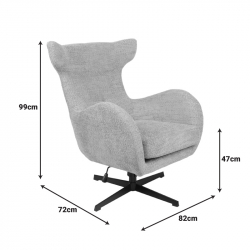 Πολυθρόνα Zefrina pakoworld περιστρεφόμενη ανθρακί ύφασμα με βάση σε μαύρη απόχρωση 82x77x99εκ