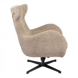 Πολυθρόνα Zefrina pakoworld περιστρεφόμενη μπεζ ύφασμα με βάση σε μαύρη απόχρωση 82x77x99εκ