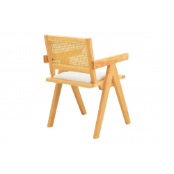 Πολυθρόνα Winslow pakoworld rubberwood σε φυσική απόχρωση-ύφασμα λευκό 51x54x80εκ