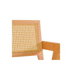 Πολυθρόνα Winslow pakoworld rubberwood σε φυσική απόχρωση-ύφασμα λευκό 51x54x80εκ