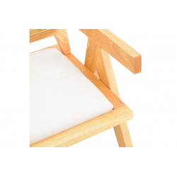 Πολυθρόνα Winslow pakoworld rubberwood σε φυσική απόχρωση-ύφασμα λευκό 51x54x80εκ