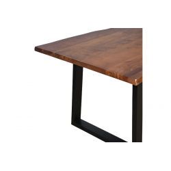 Τραπέζι Miles pakoworld μασίφ ξύλο ακακίας πάχους 3.7-4εκ σε καρυδί απόχρωση με μαύρα μεταλλικά πόδια 140x80x76εκ