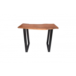 Τραπέζι μπαρ Miles pakoworld μασίφ ξύλο ακακίας 3.7-4εκ σε καρυδί απόχρωση με μαύρα μεταλλικά πόδια 120x53x97εκ
