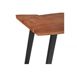 Τραπέζι μπαρ Miles pakoworld μασίφ ξύλο ακακίας 3.7-4εκ σε καρυδί απόχρωση με μαύρα μεταλλικά πόδια 120x53x97εκ