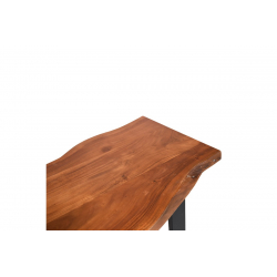 Τραπέζι μπαρ Miles pakoworld μασίφ ξύλο ακακίας 3.7-4εκ σε καρυδί απόχρωση με μαύρα μεταλλικά πόδια 120x53x97εκ