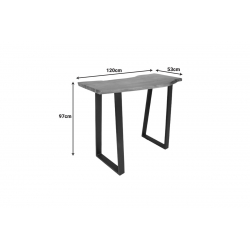 Τραπέζι μπαρ Miles pakoworld μασίφ ξύλο ακακίας 3.7-4εκ σε καρυδί απόχρωση με μαύρα μεταλλικά πόδια 120x53x97εκ