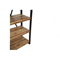 Βιβλιοθήκη Miles pakoworld mango ξύλο σε φυσική-μαύρη απόχρωση 80x40x180εκ