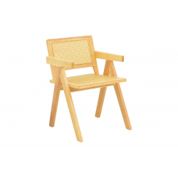 Πολυθρόνα Winslow pakoworld rubberwood-rattan σε φυσική απόχρωση 51x54x80εκ