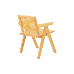 Πολυθρόνα Winslow pakoworld rubberwood-rattan σε φυσική απόχρωση 51x54x80εκ