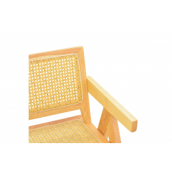 Πολυθρόνα Winslow pakoworld rubberwood-rattan σε φυσική απόχρωση 51x54x80εκ
