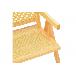 Πολυθρόνα Winslow pakoworld rubberwood-rattan σε φυσική απόχρωση 51x54x80εκ