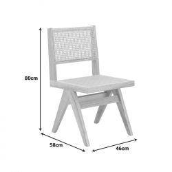 Καρέκλα Winslow pakoworld rubberwood-rattan σε φυσική απόχρωση 46x58x80εκ