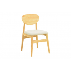 Καρέκλα Cardith pakoworld rubberwood-plywood σε φυσική απόχρωση-ύφασμα γκρι-μπεζ 48x51x78εκ