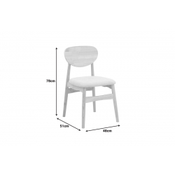 Καρέκλα Cardith pakoworld rubberwood-plywood σε φυσική απόχρωση-ύφασμα γκρι-μπεζ 48x51x78εκ