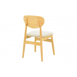 Καρέκλα Cardith pakoworld rubberwood-plywood σε φυσική απόχρωση-ύφασμα γκρι-μπεζ 48x51x78εκ