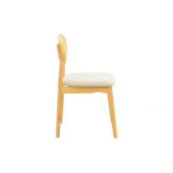 Καρέκλα Cardith pakoworld rubberwood-plywood σε φυσική απόχρωση-ύφασμα γκρι-μπεζ 48x51x78εκ