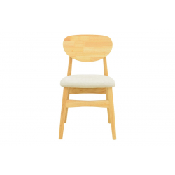 Καρέκλα Cardith pakoworld rubberwood-plywood σε φυσική απόχρωση-ύφασμα γκρι-μπεζ 48x51x78εκ