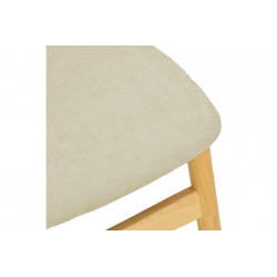 Καρέκλα Cardith pakoworld rubberwood-plywood σε φυσική απόχρωση-ύφασμα γκρι-μπεζ 48x51x78εκ