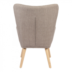 Πολυθρόνα-μπερζέρα Gerlina pakoworld γκρι-μπεζ ύφασμα με πόδι σε φυσική απόχρωση 71x64x94εκ