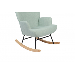 Κουνιστή πολυθρόνα Jianna pakoworld μέντα ύφασμα με πόδι σε φυσική απόχρωση 79x64x89εκ