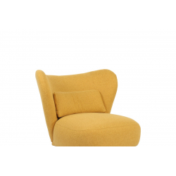 Πολυθρόνα Nagreta pakoworld κίτρινο ύφασμα με μεταλλικό πόδι σε μαύρη απόχρωση 77x73x74εκ