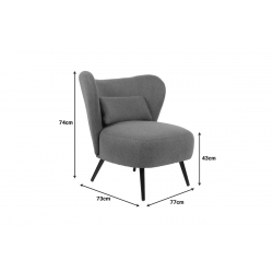 Πολυθρόνα Nagreta pakoworld κίτρινο ύφασμα με μεταλλικό πόδι σε μαύρη απόχρωση 77x73x74εκ