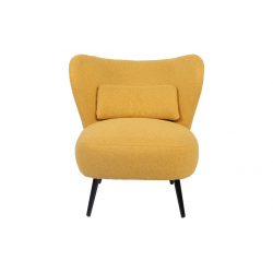 Πολυθρόνα Nagreta pakoworld κίτρινο ύφασμα με μεταλλικό πόδι σε μαύρη απόχρωση 77x73x74εκ