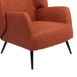 Πολυθρόνα Mareta pakoworld terracotta ύφασμα με πόδι σε μαύρη απόχρωση 83x80x99εκ