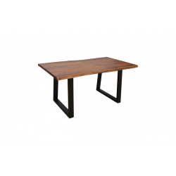 Τραπέζι Miles pakoworld μασίφ ξύλο ακακίας πάχους 3.7-4εκ σε καρυδί απόχρωση με μαύρα μεταλλικά πόδια 160x90x76εκ