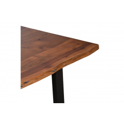 Τραπέζι Miles pakoworld μασίφ ξύλο ακακίας πάχους 3.7-4εκ σε καρυδί απόχρωση με μαύρα μεταλλικά πόδια 160x90x76εκ