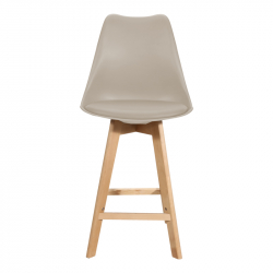 Σκαμπό μπαρ Gaston pakoworld pp-pu σε cappuccino απόχρωση και ξύλινο πόδι 48.5x56x104εκ