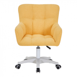 Καρέκλα γραφείου εργασίας Givole pakoworld σε κίτρινο μπουκλέ ύφασμα 55x55x75-84εκ