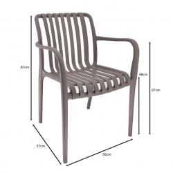 MODA-N Πολυθρόνα Στοιβαζόμενη PP, Στοιβαζόμενη Απόχρωση Mocha  56x57x81cm